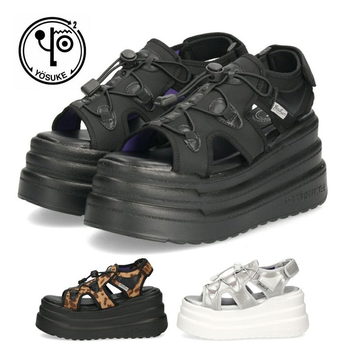 ヨースケ 厚底サンダル レディース ブラック 黒 スポーツサンダル ベルクロ スポサン YOSUKE 2710021