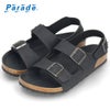 メンズ サンダル カジュアル フットベッド 2本ベルト ぺたんこ 歩きやすい コンフォートサンダル ベルクロ ブラック 黒  Parade 2270