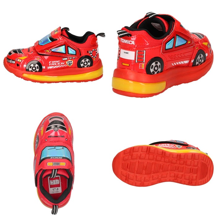 光る靴 プラレール トミカ スニーカー キッズ 新幹線 電車 車 自動車 ドクターイエロー はやぶさ つばさ パトカー 消防車 子供靴 ベルクロ 軽量 フラッシュシューズ PLARAIL 16312 16313 16314 16328 10693 10694