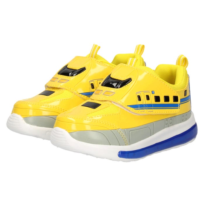 光る靴 プラレール トミカ スニーカー キッズ 新幹線 電車 車 自動車 ドクターイエロー はやぶさ つばさ パトカー 消防車 子供靴 ベルクロ 軽量 フラッシュシューズ PLARAIL 16312 16313 16314 16328 10693 10694