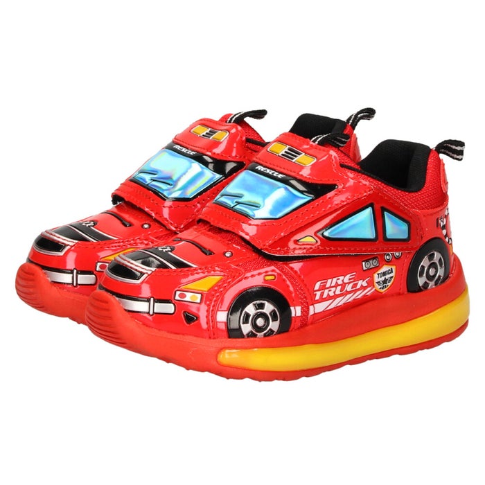光る靴 プラレール トミカ スニーカー キッズ 新幹線 電車 車 自動車 ドクターイエロー はやぶさ つばさ パトカー 消防車 子供靴 ベルクロ 軽量 フラッシュシューズ PLARAIL 16312 16313 16314 16328 10693 10694