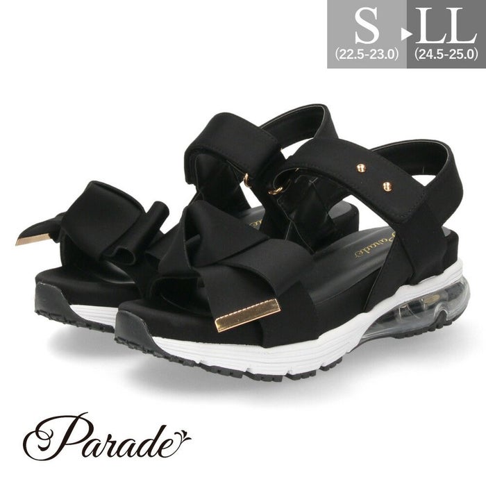 サンダル レディース 靴 スポーツサンダル 厚底 エアクッション ストラップ スポサン リボンデザイン 歩きやすい パレード 1083WK Parade