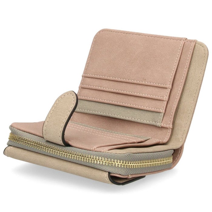 財布 レディース 二つ折り かわいい 大容量 コンパクト 多収納 お札折らない ミニ財布 ウォレット トライカラー ファスナー 馬蹄モチーフ LAMB MODE ラムモード 37891T