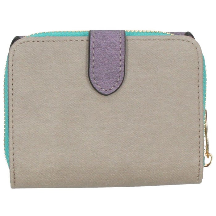 財布 レディース 二つ折り かわいい 大容量 コンパクト 多収納 お札折らない ミニ財布 ウォレット トライカラー ファスナー 馬蹄モチーフ LAMB MODE ラムモード 37891T