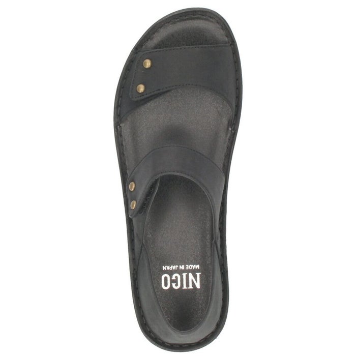 サンダル レディース 疲れない 本革 厚底 コンフォートサンダル 幅広 甲高 軽量 ローヒール 黒 8868 かかとが踏める 2way ミュール オープントゥ レザー ニコ 靴 NICO 日本製