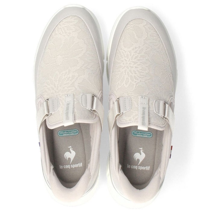 スリッポン レディース スニーカー LCS ロワール SP LC SI ルコック ルコックスポルティフ 23 軽量 ハンズフリーシューズ 立ったまま履ける レース 消臭機能 黒 ブラック グレー カジュアル LECOQ  le coq sportif 
