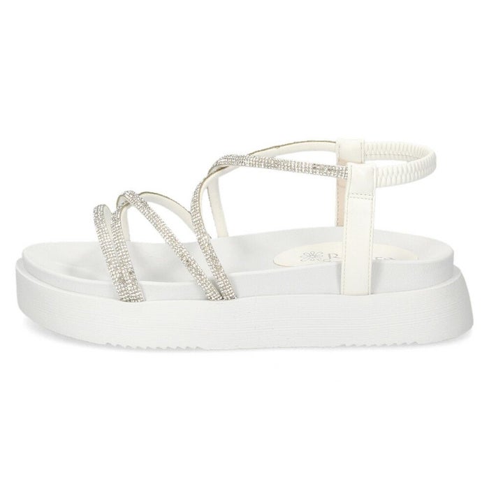 サンダル レディース 厚底 軽量 疲れない 歩きやすい おしゃれ フラット ストラップサンダル コードストラップサンダル ラインストーン リゾート カジュアル Realta レアルタ 6320