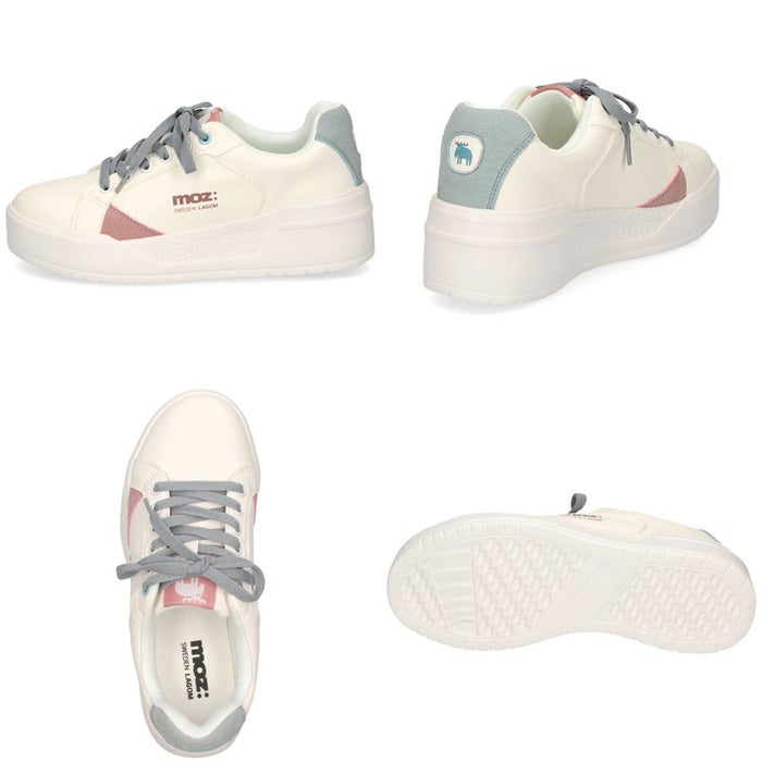 モズ スニーカー レディース 軽量 厚底 歩きやすい かわいい ローカット レースアップ カジュアル シンプル 黒 白 北欧 moz 25151