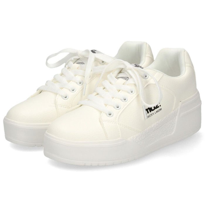 モズ スニーカー レディース 軽量 厚底 歩きやすい かわいい ローカット レースアップ カジュアル シンプル 黒 白 北欧 moz 25151