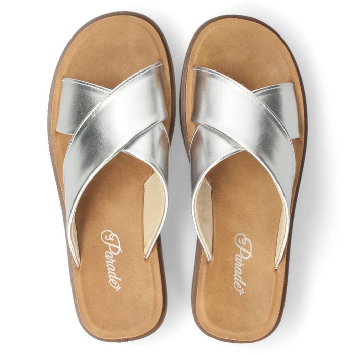 サンダル レディース 厚底 クロスベルト 歩きやすい つっかけ 夏 きれいめ カジュアル シンプル 黒 ブラック シルバー Parade パレード 45109