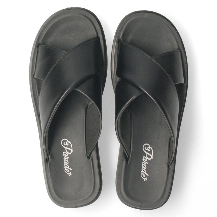 サンダル レディース 厚底 クロスベルト 歩きやすい つっかけ 夏 きれいめ カジュアル シンプル 黒 ブラック シルバー Parade パレード 45109