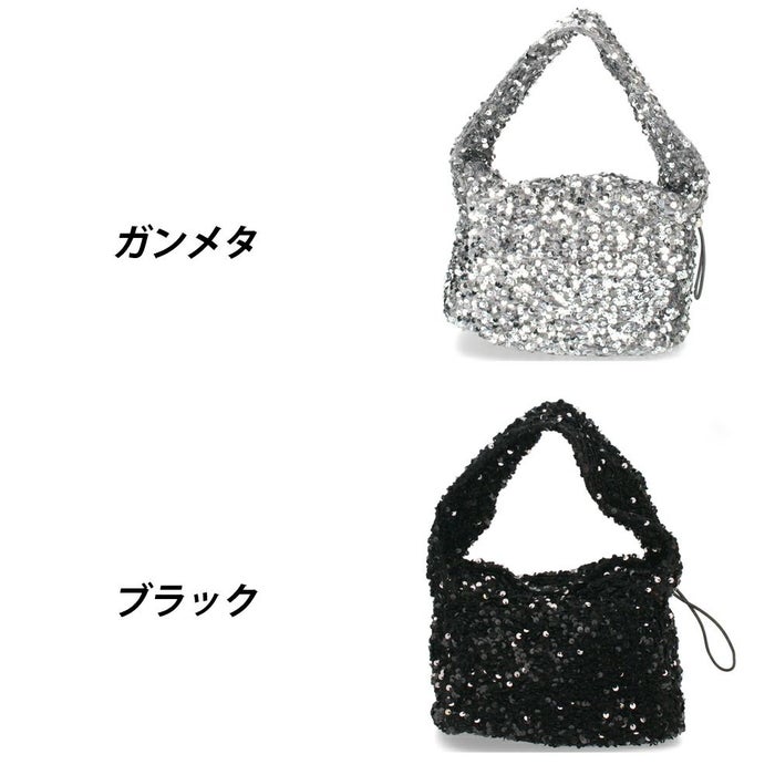 ハンドバッグ レディース スパンコール 黒 ブラック シルバー トートバッグ 鞄 小さめ キラキラ グリームサプライ gream supply 4038 結婚式 上品 大人 きれいめ おしゃれ パーティー