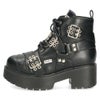 ヨースケ 厚底レースアップブーツ レディース 防滑 黒 ブラック 厚底ブーツ スタイルアップ ベルト付き おしゃれ YOSUKE 6310008