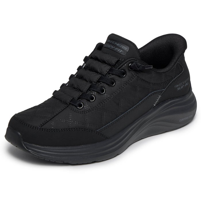 スケッチャーズ スニーカー レディース スリップインズ Slip-ins: Contour Foam - Cozy Fit スリップインズ コンツアーフォーム - コージーフィット ハンズフリー スリッポン 靴 ノーマル幅 白 黒 ホワイト ブラック 快適 SKECHERS 150404