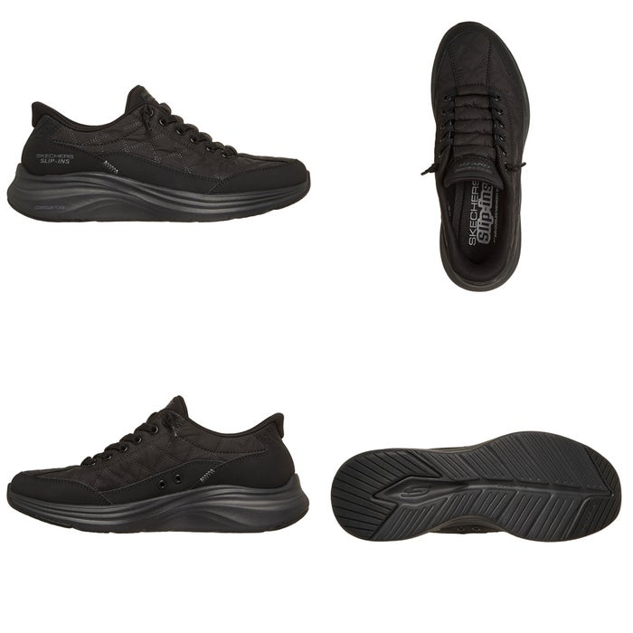 スケッチャーズ スニーカー レディース スリップインズ Slip-ins: Contour Foam - Cozy Fit スリップインズ コンツアーフォーム - コージーフィット ハンズフリー スリッポン 靴 ノーマル幅 白 黒 ホワイト ブラック 快適 SKECHERS 150404