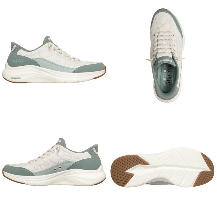 スケッチャーズ スニーカー レディース スリップインズ Slip-ins: Contour Foam - Cozy Fit スリップインズ コンツアーフォーム - コージーフィット ハンズフリー スリッポン 靴 ノーマル幅 白 黒 ホワイト ブラック 快適 SKECHERS 150404