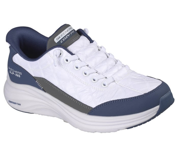 スケッチャーズ スニーカー レディース スリップインズ Slip-ins: Contour Foam - Cozy Fit スリップインズ コンツアーフォーム - コージーフィット ハンズフリー スリッポン 靴 ノーマル幅 白 黒 ホワイト ブラック 快適 SKECHERS 150404