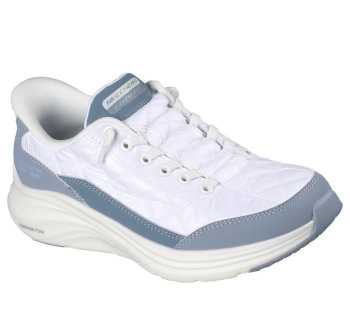スケッチャーズ スニーカー レディース スリップインズ Slip-ins: Contour Foam - Cozy Fit スリップインズ コンツアーフォーム - コージーフィット ハンズフリー スリッポン 靴 ノーマル幅 白 黒 ホワイト ブラック 快適 SKECHERS 150404