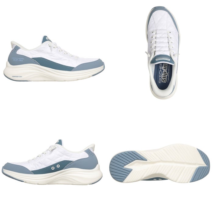 スケッチャーズ スニーカー レディース スリップインズ Slip-ins: Contour Foam - Cozy Fit スリップインズ コンツアーフォーム - コージーフィット ハンズフリー スリッポン 靴 ノーマル幅 白 黒 ホワイト ブラック 快適 SKECHERS 150404