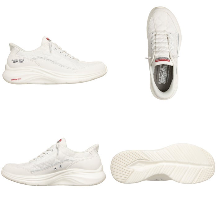 スケッチャーズ スニーカー レディース スリップインズ Slip-ins: Contour Foam - Cozy Fit スリップインズ コンツアーフォーム - コージーフィット ハンズフリー スリッポン 靴 ノーマル幅 白 黒 ホワイト ブラック 快適 SKECHERS 150404