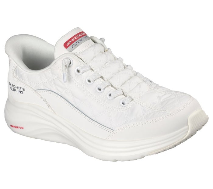 スケッチャーズ スニーカー レディース スリップインズ Slip-ins: Contour Foam - Cozy Fit スリップインズ コンツアーフォーム - コージーフィット ハンズフリー スリッポン 靴 ノーマル幅 白 黒 ホワイト ブラック 快適 SKECHERS 150404