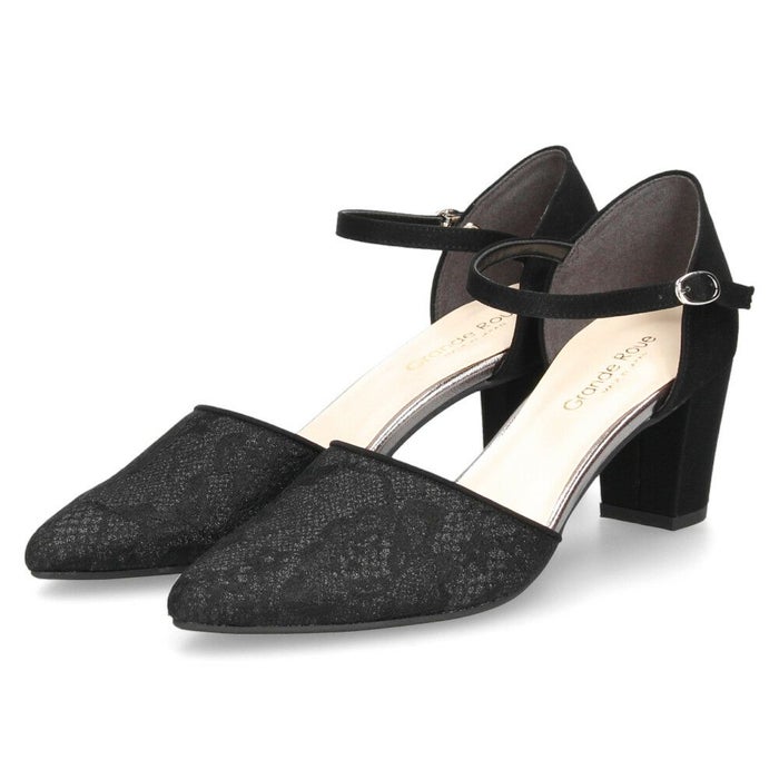 パンプス ストラップ レディース アンクルストラップ ポインテッドトゥ セパレート チャンキーヒール 結婚式　パーティー 卒業式 入学式 グランルー Grande Roue 241009 華やか 上品 大人 オフィス