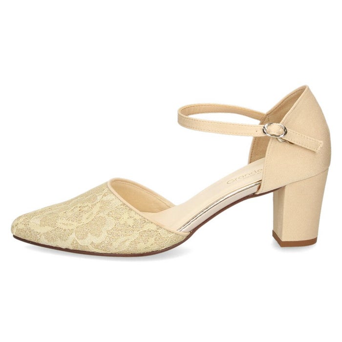 パンプス ストラップ レディース アンクルストラップ ポインテッドトゥ セパレート チャンキーヒール 結婚式　パーティー 卒業式 入学式 グランルー Grande Roue 241009 華やか 上品 大人 オフィス