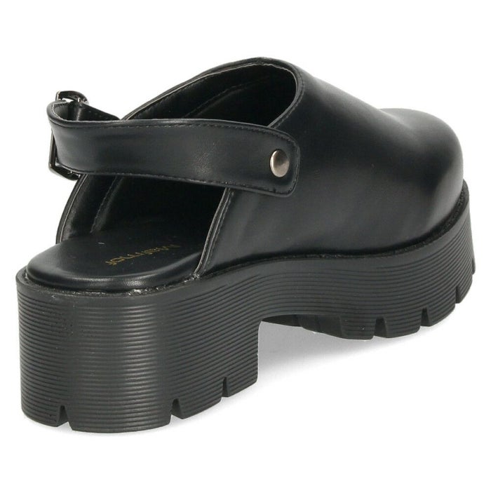 サボ サンダル レディース 厚底 ミュール ストラップ 2WAY 甲深 スタイルアップ カジュアル 大人 上品 きれいめ マフモフ Mafmof 1130WK 黒 ブラック ダークブラウン