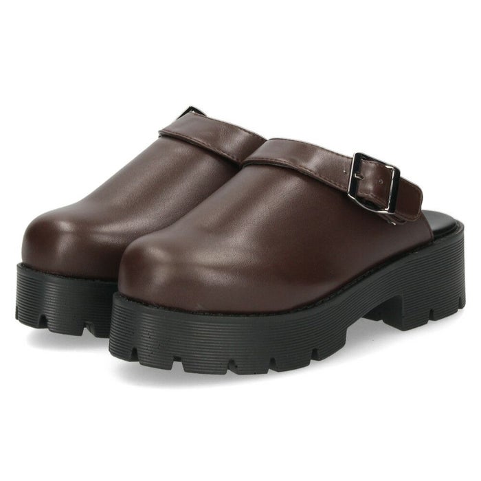 サボ サンダル レディース 厚底 ミュール ストラップ 2WAY 甲深 スタイルアップ カジュアル 大人 上品 きれいめ マフモフ Mafmof 1130WK 黒 ブラック ダークブラウン