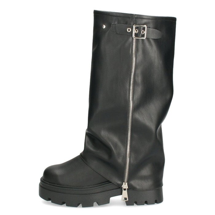 Mafmof マフモフ レディース ロングブーツ 厚底トラックソール ブーツ 靴 ブラック 黒 535WK 537WK 合成皮革 クッションインソール