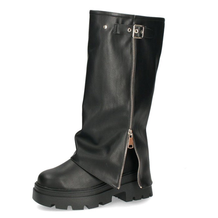 Mafmof マフモフ レディース ロングブーツ 厚底トラックソール ブーツ 靴 ブラック 黒 535WK 537WK 合成皮革 クッションインソール