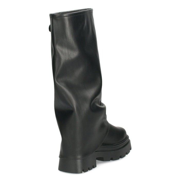 Mafmof マフモフ レディース ロングブーツ 厚底トラックソール ブーツ 靴 ブラック 黒 535WK 537WK 合成皮革 クッションインソール