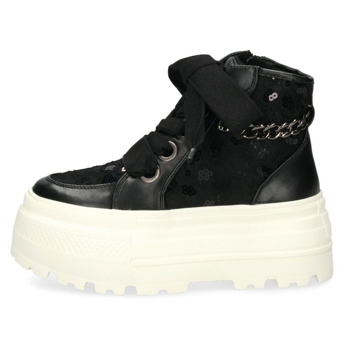 by あしながおじさん レディース スニーカー 厚底スニーカー ビッグリボン B8510127 ハイカット 靴 レースアップ  厚底 ファスナー