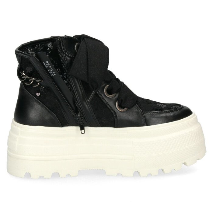 by あしながおじさん レディース スニーカー 厚底スニーカー ビッグリボン B8510127 ハイカット 靴 レースアップ  厚底 ファスナー