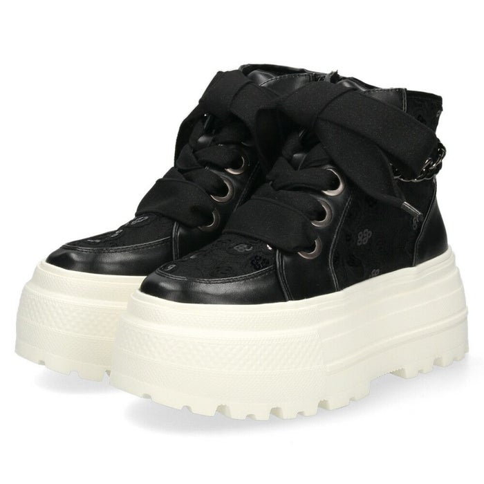 by あしながおじさん レディース スニーカー 厚底スニーカー ビッグリボン B8510127 ハイカット 靴 レースアップ  厚底 ファスナー