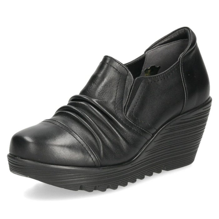 スリッポン レディース レザー 厚底 パンプス 履きやすい 靴 幅広 3E 黒 茶色 ウェッジソール 本革 ブラック ブラウン 日本製 ニコ 3992 NICO