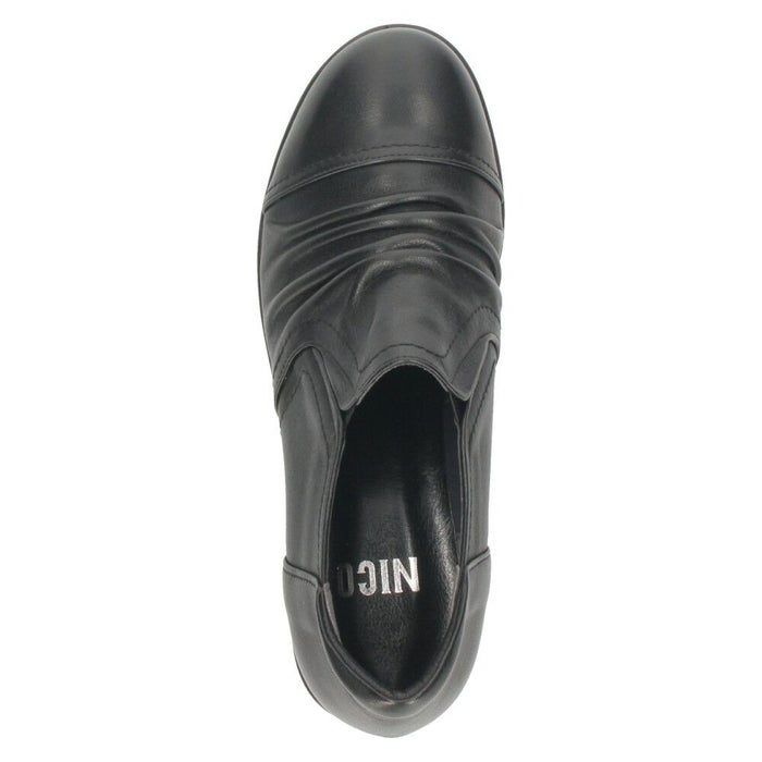 スリッポン レディース レザー 厚底 パンプス 履きやすい 靴 幅広 3E 黒 茶色 ウェッジソール 本革 ブラック ブラウン 日本製 ニコ 3992 NICO