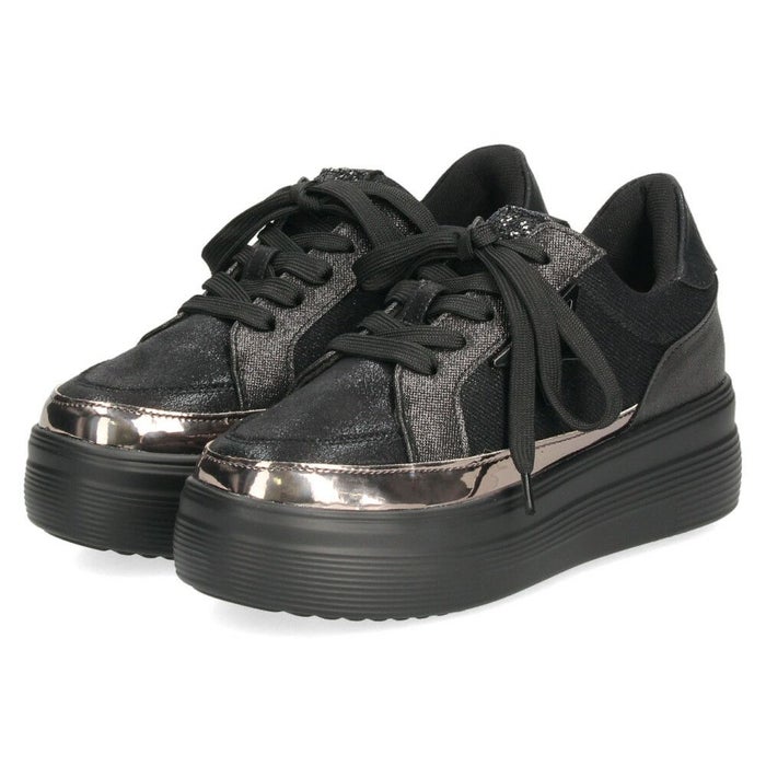 レディース 厚底スニーカー カジュアルシューズ グリッター メタリック ブラック シルバー ブルー ムーム WX1802 MUUM