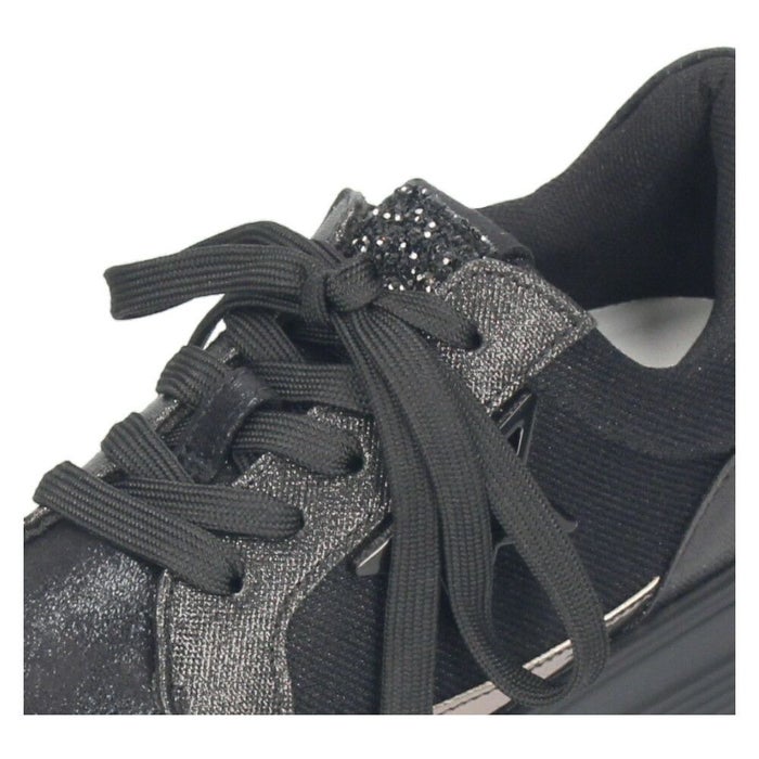 レディース 厚底スニーカー カジュアルシューズ グリッター メタリック ブラック シルバー ブルー ムーム WX1802 MUUM