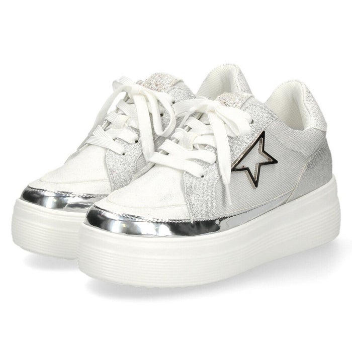 レディース 厚底スニーカー カジュアルシューズ グリッター メタリック ブラック シルバー ブルー ムーム WX1802 MUUM