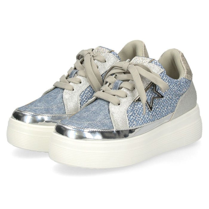 レディース 厚底スニーカー カジュアルシューズ グリッター メタリック ブラック シルバー ブルー ムーム WX1802 MUUM
