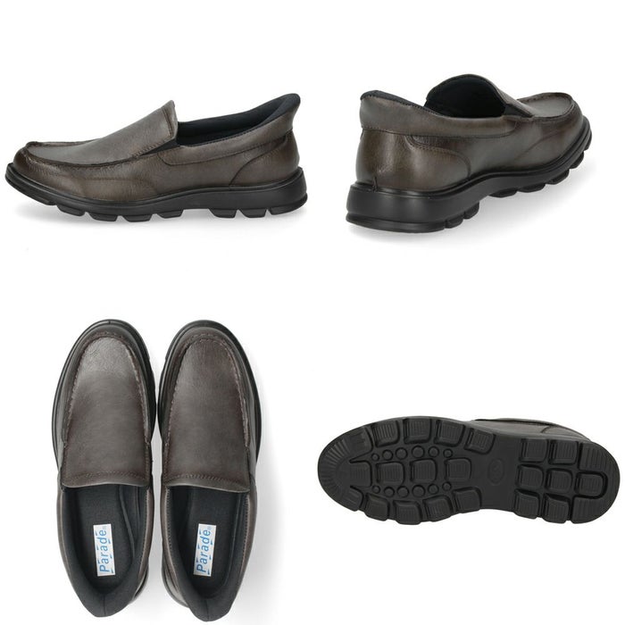 手を使わずに履ける靴 メンズ シューズ カジュアル 防水 本革 スリッポン ハンズフリー 履きやすい 歩きやすい 黒 ブラック 仕事 通勤 オフィスカジュアル Parade 楽すぽっ 97080 97081