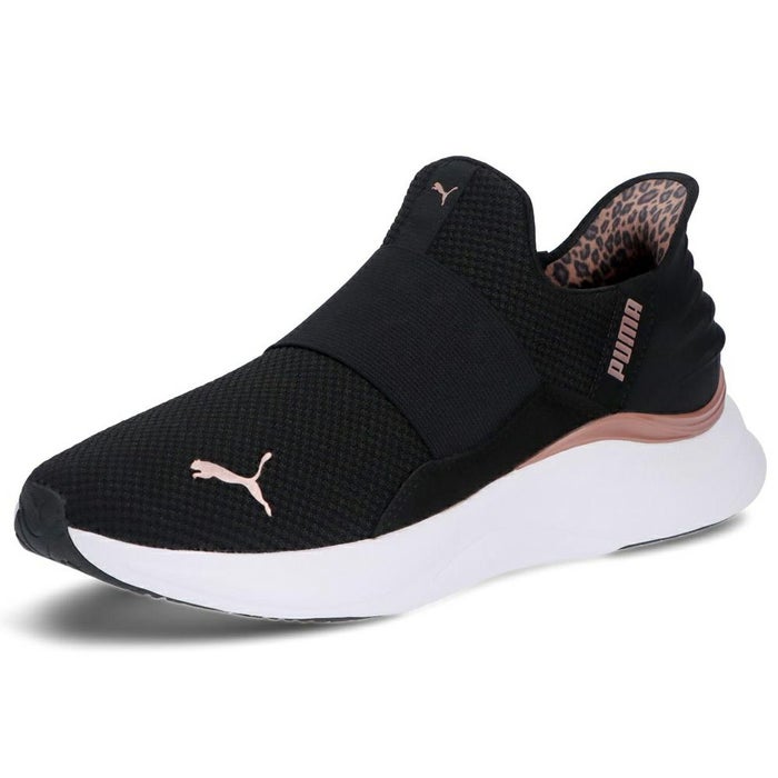 プーマ スニーカー レディース スリッポン 黒 厚底 PUMA SOFTRIDE ソフトライド ハーモニー レオ イーズイン ランニングシューズ 白 ブラック ホワイト 312809