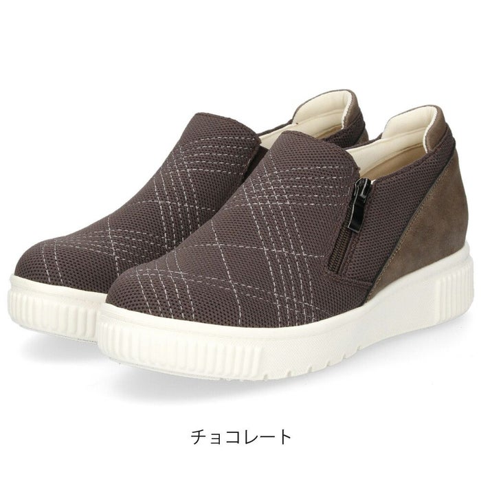 レディース スリッポン 軽量 スニーカー 疲れない 黒 カジュアル シューズ ブラック グレー チョコレート ブラウン 靴 パータム リュクス 40031 PARTAM LUXE