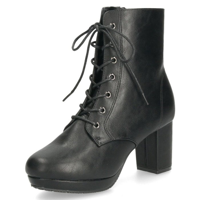 ショートブーツ レディース レースアップ チャンキーヒール サイドジップ ダークブラウン ブラック ZN8001 グランドフルール grandfleur