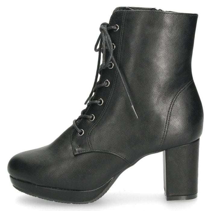 ショートブーツ レディース レースアップ チャンキーヒール サイドジップ ダークブラウン ブラック ZN8001 グランドフルール grandfleur