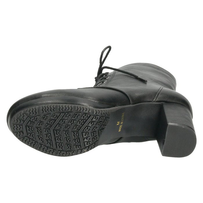 ショートブーツ レディース レースアップ チャンキーヒール サイドジップ ダークブラウン ブラック ZN8001 グランドフルール grandfleur