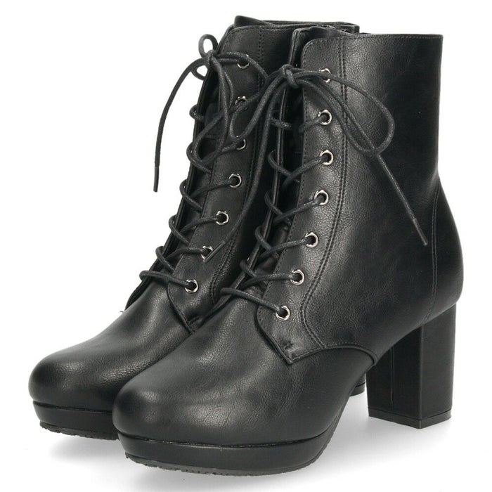 ショートブーツ レディース レースアップ チャンキーヒール サイドジップ ダークブラウン ブラック ZN8001 グランドフルール grandfleur