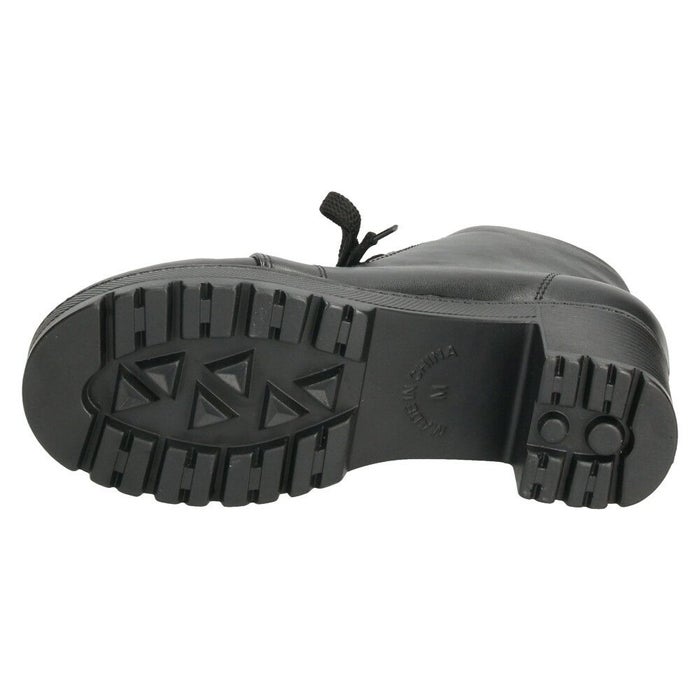 レディース ブーツ 黒 レースアップ 厚底 ファスナー付き ショートブーツ 靴 ブラック 7826 Parade