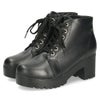 レディース ブーツ 黒 レースアップ 厚底 ファスナー付き ショートブーツ 靴 ブラック 7826 Parade